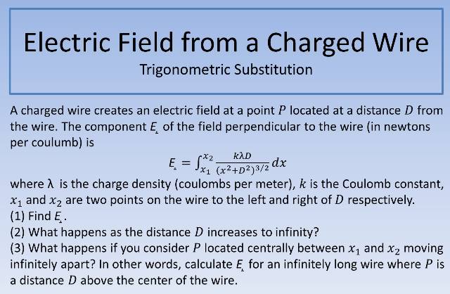 Electric Field from a Charged Wire 640
