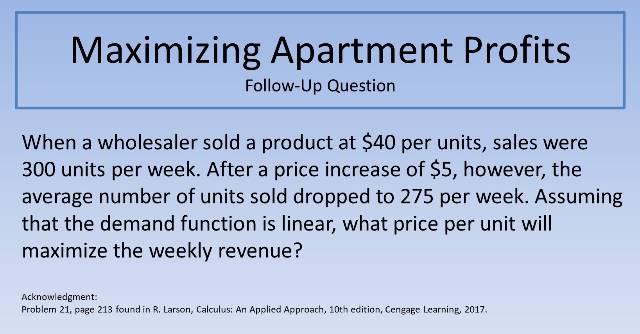 Maximizing Apartment Profits FUQ 640