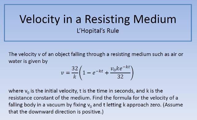 Velocity in a Resisting Medium 640