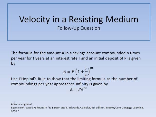 Velocity in a Resisting Medium FUQ 640